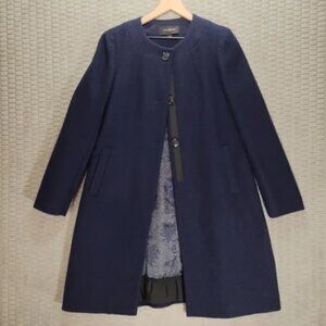 Ann Taylor Navy Women's 100% Wool Coat-Floral Lining-Pristine Condition-Sz 12